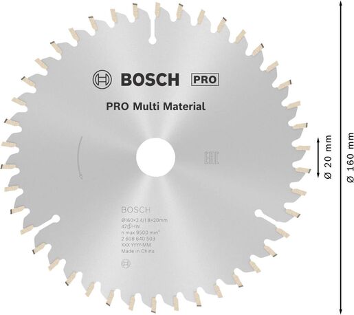 Bosch PRO Multi Material list kružne testere 160x2.4x20 mm 42z HLTCG max 9.500 o/min 2608640503