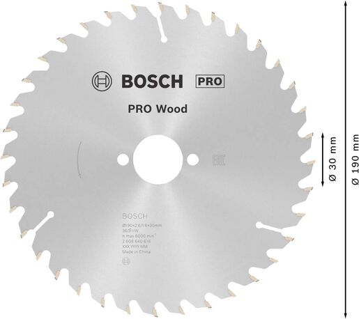 Bosch PRO Wood list kružne testere 190x2.6x30 mm 36z ATB max 8.000 o/min 2608640616