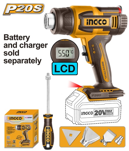 INGCO Aku pištolj za vreo vazduh LCD SOLO SUPER HGLI2003