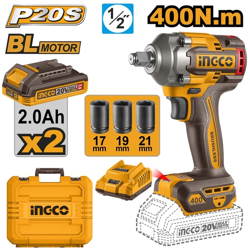 INGCO Aku udarni odvijač 1/2" 400NM SUPER CIWLI2040E