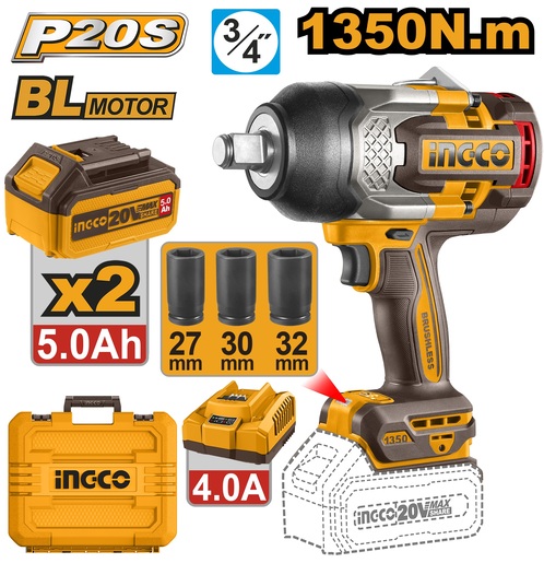 INGCO Aku udarni odvijač 3/4" 1350NM SUPER CIWLI20135E