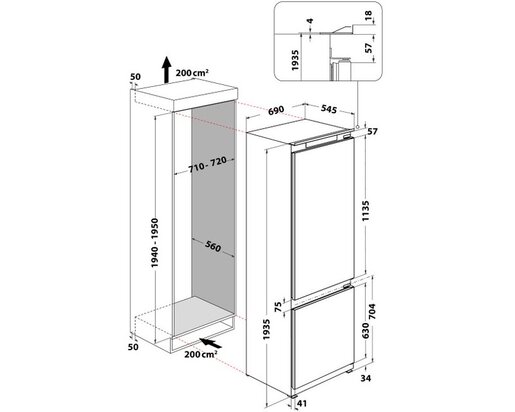 Whirlpool ugradni kombinovani frižider SP40 812 EU 2