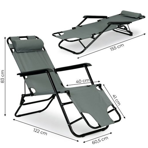 Modern Home Baštenska fotelja zero gravity dark gray ZRL010 GRAY