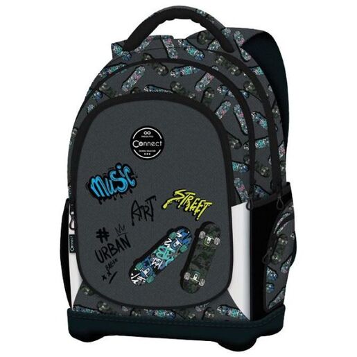 Connect Ranac đački anatomski lagan Urban Art Connect 40227 sivo-crni