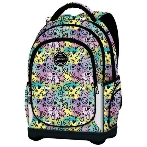 Connect Ranac đački anatomski lagan I Love You Connect 40234 roze-šareni