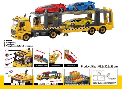 Kamion šleper sa autima, svetlo i zvuk