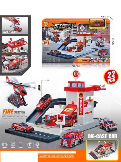 City car set, garaža crvena