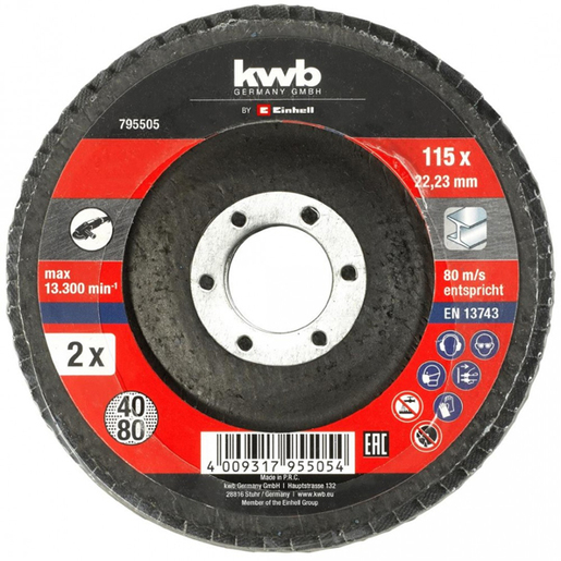 Einhell 2-delni set lamelnih brusnih ploča Ø125mm (1xG40, 1xG80)