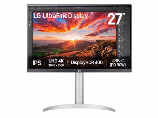 Monitor 27 LG 27UP850K-W, IPS, 3840x2160, 60Hz, 5ms GtG, HDMIx2, DP, USB, USB-C, pivot, srebrna