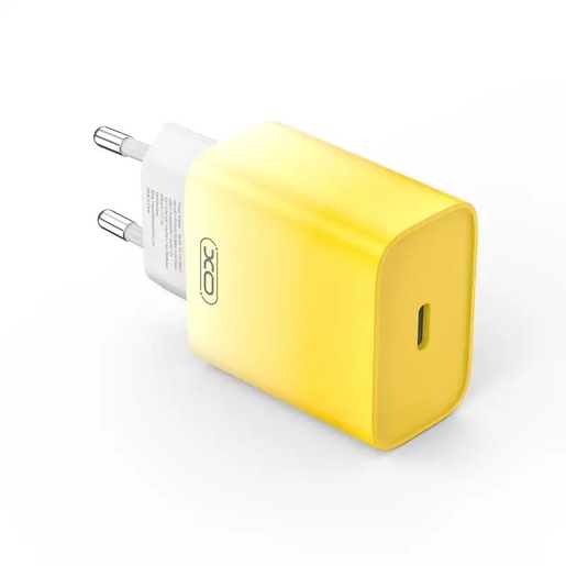 XO CE18, USB-C, 30W, Yellow Kućni Punjač