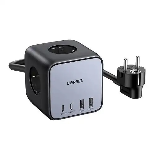 Ugreen CD268 Kocka, 65W, 2xUSB-A, 2xTip-C + 3 x AC Black utičnica