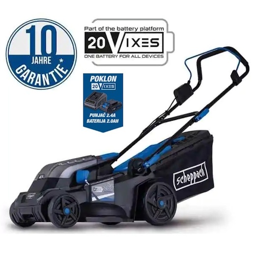 Scheppach akumulatorska kosačica BC-MP380-X IXES + set punjač 2.4A i 2 baterije 2.0Ah 5911414900