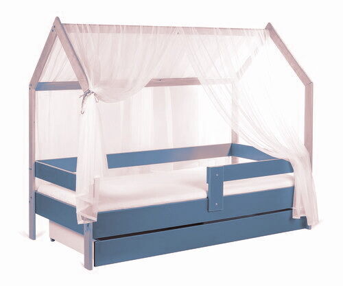 Krevet kućica sa fiokom i dušekom 180x80 DOMEK - SVETLO PLAVA (bukva) 77002