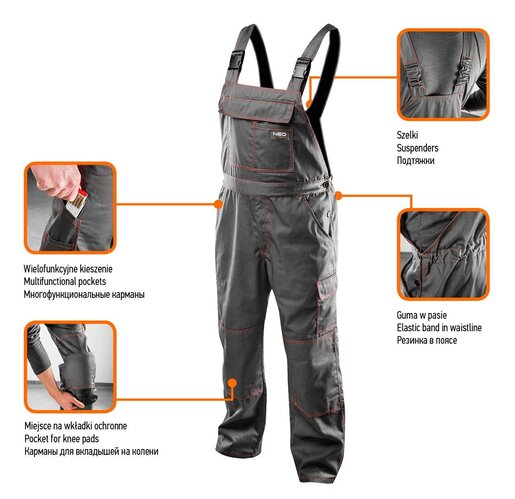 Radne pantalone sa tregerima - NEO TOOLS 81-430-XL