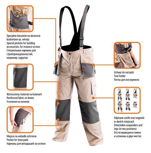 Radne pantalone sa tregerima - NEO TOOLS 81-320-S