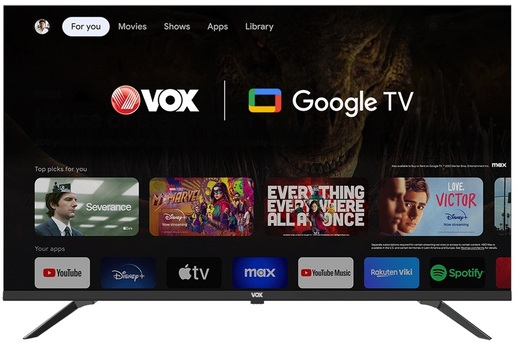 VOX UHD TV 43GTU090, 4K Ultra HD, Frameless GOOGLE  TV, DVB-T2/C/S2, Googlecast, Dolby Audio