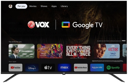 VOX UHD TV 50GTU090, 4K Ultra HD, Frameless GOOGLE  TV, Chromecast, Dolby Audio