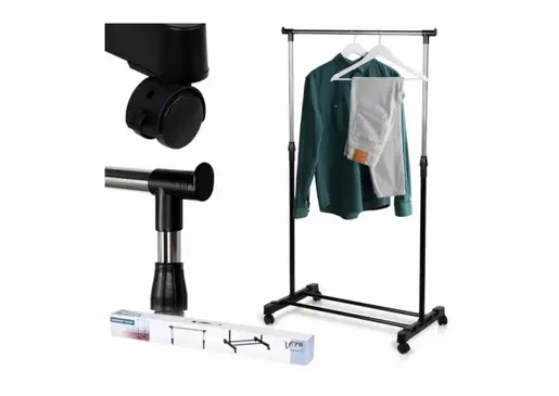 Vilde 568069 - Prenosni stalak za odeću sa tockicima  72 x 42 x 140 cm