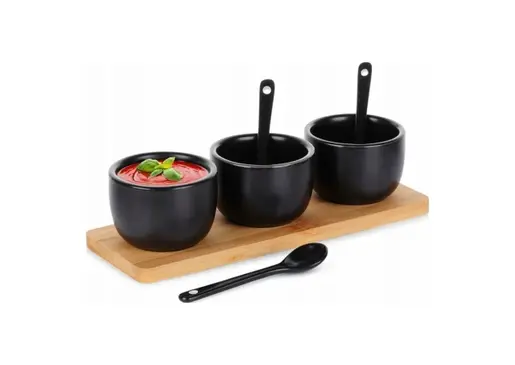 Vilde 139686 -Set od tri činije sa kašičicom CRNI