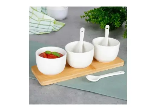 Vilde 139687 -Set od tri činije sa kašikama - Beli