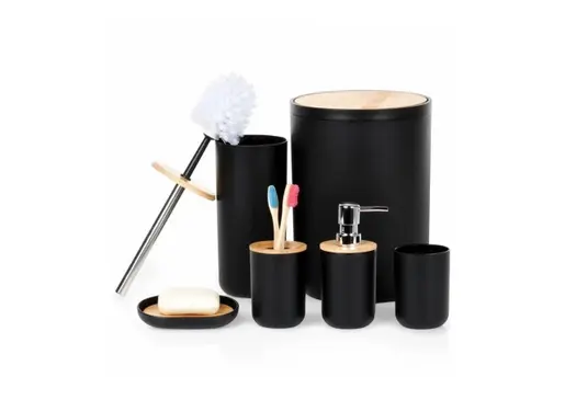 Vilde 568053 - Set od 6 kupatilskih dodataka - Crni