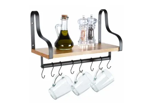 Vilde 569824 - Višenamenska kuhinjska polica sa kukama za kačenje šolja