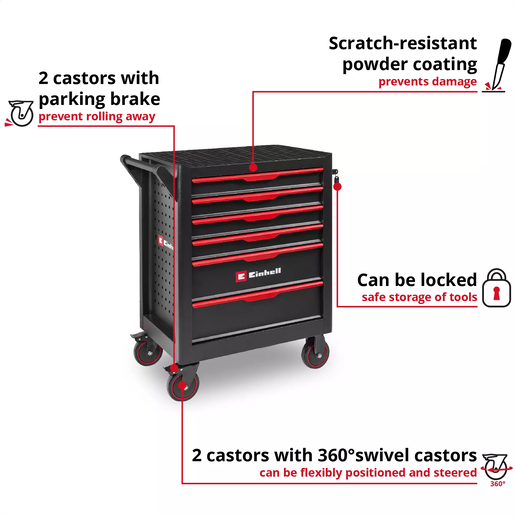 Einhell Kolica za alat sa zaključavanjem, do 135kg, 6 fioka
