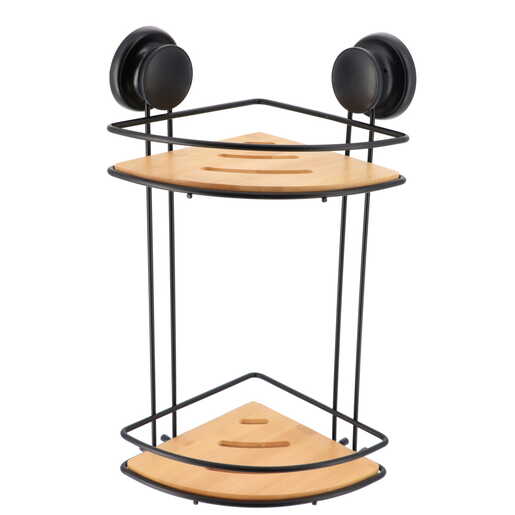 Tendance dvostruka ugaona vakum polica 20x20x38cm bambus/metal