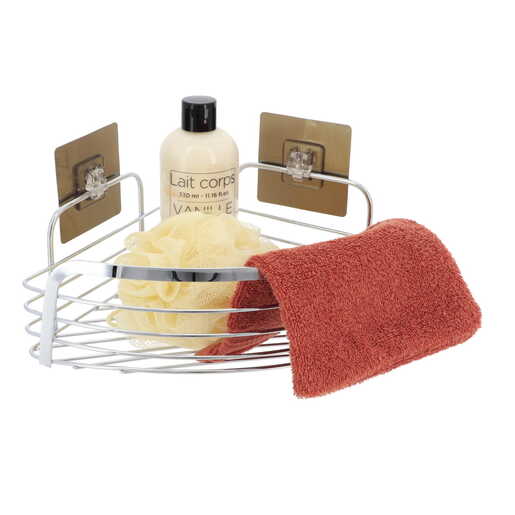 Tendance zicana ugaona polica 22,5x22,5x14cm na lepljenje hrom