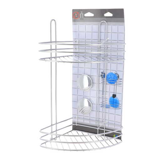 Tendance dvostruka ugaonazidna polica vakuum 21,5x21,5x37,5cm hrom