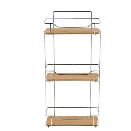 Tendance zicana trostruka polica 11,5x26,5x57cm bambus/hrom srebrna