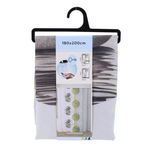 Tendance zavesa za kadu + 12 pp kukica 180x200 cm poliester palaos