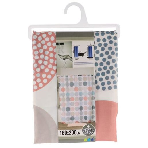 Tendance zavesa za kadu + 12 belih pp kukica 180x200cm poliester gaia