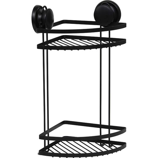 Tendance dvostruka ugaona zidna polica  2 vakuuma 20x20x39xm hrom crna