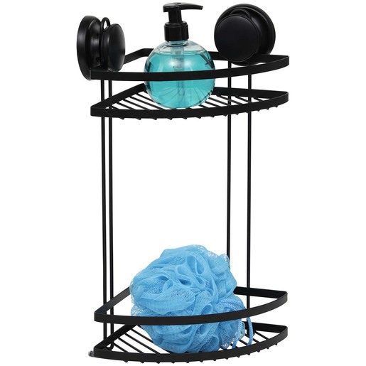 Tendance dvostruka ugaona zidna polica  2 vakuuma 20x20x39xm hrom crna