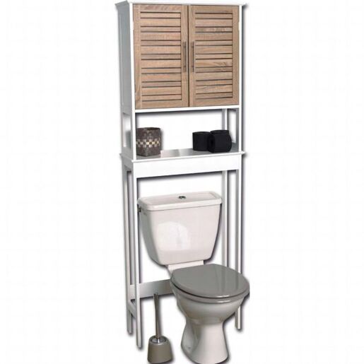 Tendance kupatilski ormaric sa 2 vrata i 1 policom stochklom 63x23x179cm mdf bambus bela