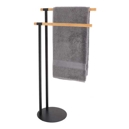 Tendance drzac peskira sa dve precke 39,5x22x77,5cm metal bambus/crna