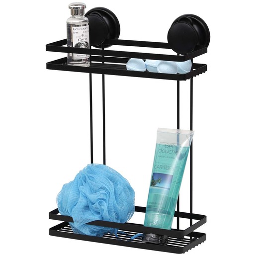 Tendance dvostruka zidna polica  2 vakuuma 12x25x39cm hrom crna