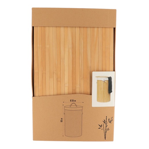 Tendance okrugla korpa za ves sa platnenom vrecom  ø35 visina 60cm bambus bela