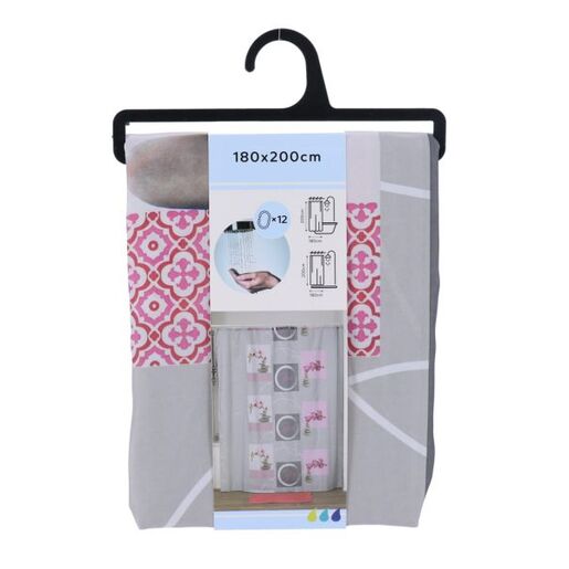 Tendance zavesa za kadu + 12 pp kukica 180x200 cm poliester naia