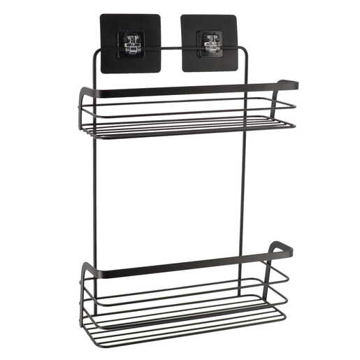 Tendance zidna zicana polica dvostruka samolepljiva 3m 26,4 x 11 x 39,5 metal crna