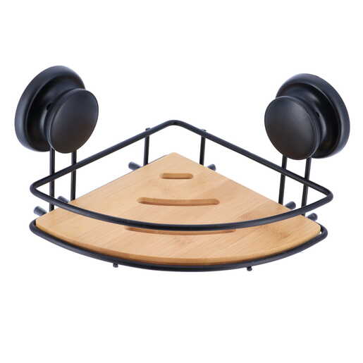 Tendance vakum ugaona polica 20x20x12,5cm bambus/metal