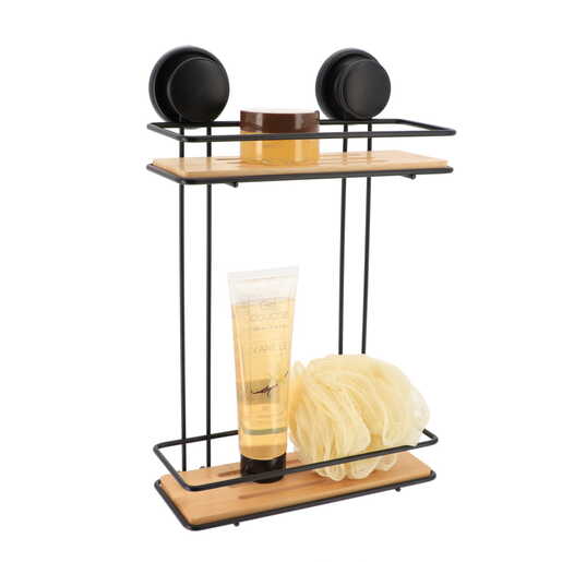 Tendance dvostruka vakum polica 25x12x38cm bambus/metal