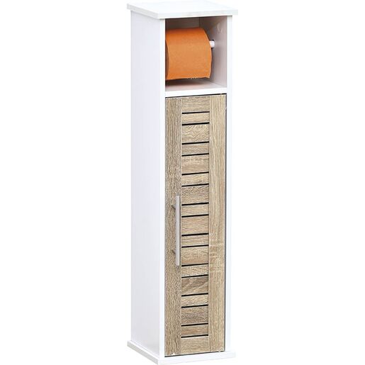 Tendance drzac toalet papira sa ostavom stochklom 18x18x75 cm mdf bambus bela