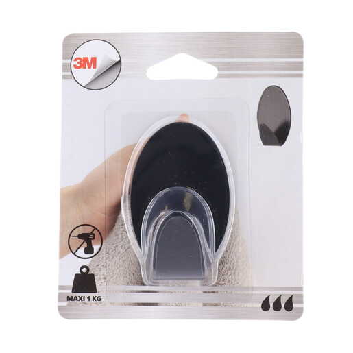 Tendance ovalna kukica 3m 4,5 x 3 x 7 metal crna