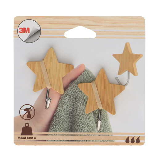 Tendance set 2 kukice 3m zvezda 4,7 x 2,7 x 6 bambus/metal