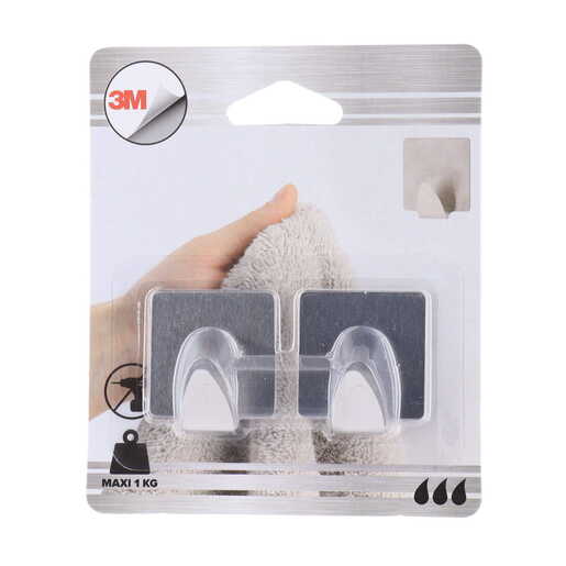 Tendance set 2 četvrtaste kukice 3m 3,5 x 1,7 x 3,8 metal hrom