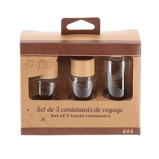 Tendance set 3 bočice za putovanje 50+80+100 ml plastika bambus