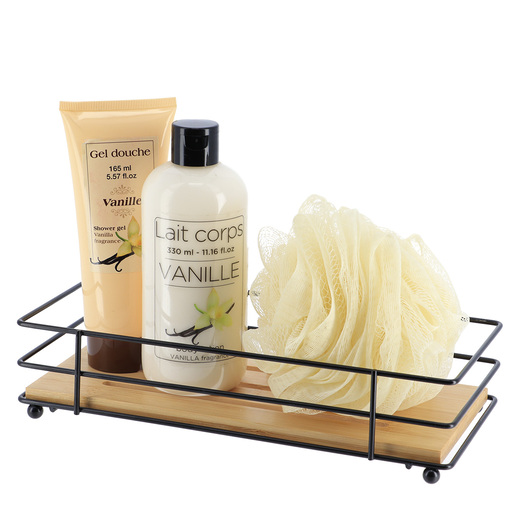 Tendance žičana polica 6x26,5x11,5cm bambus mat crna