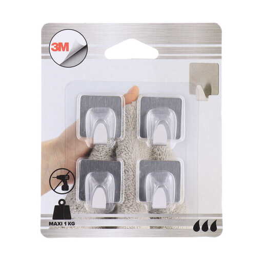 Tendance set 4 četvrtaste kukice 3m 2,5 x 1,7 x2,5 metal hrom